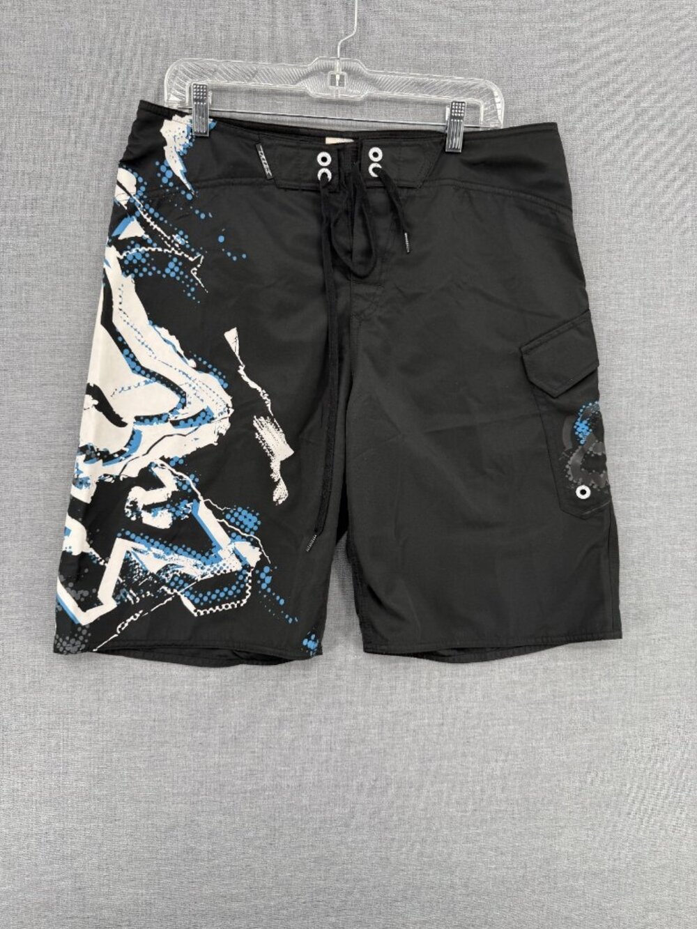 Fox Racing Board Shorts Mens 34 10" Paint Splatter Swim Trunks Cargo Pocket Y2K